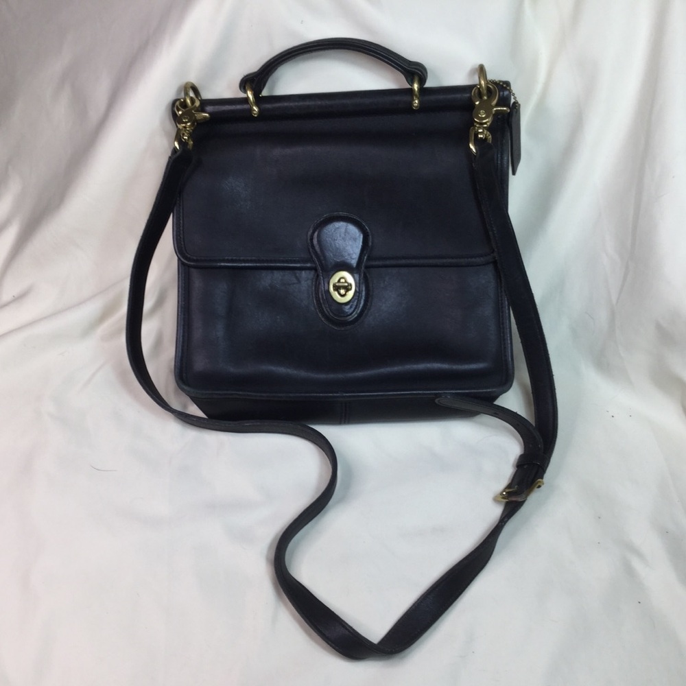 Vintage Coach Black Leather Willis Bag 9927 USA